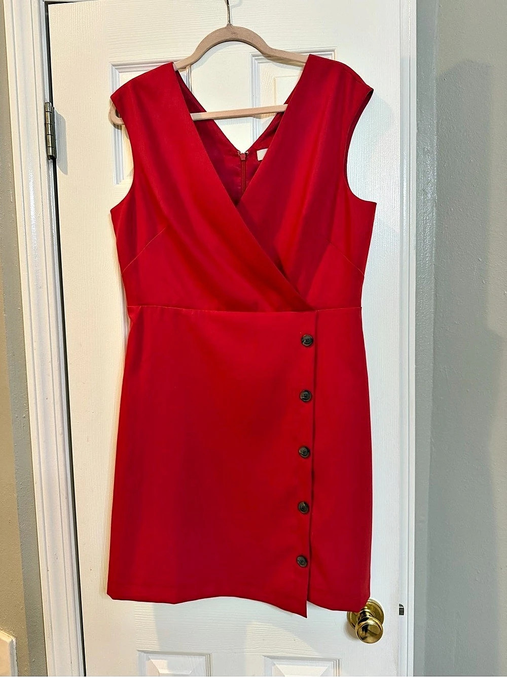 LOFT Red Wrap Front Mini Dress Size 10 Like New